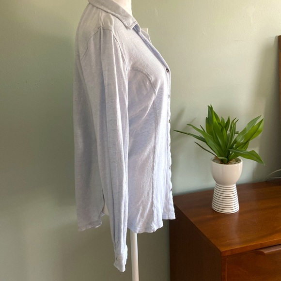 Anthropologie Maeve Jersey Linen Button Down Shirt Like New Size Small - Picture 3 of 9